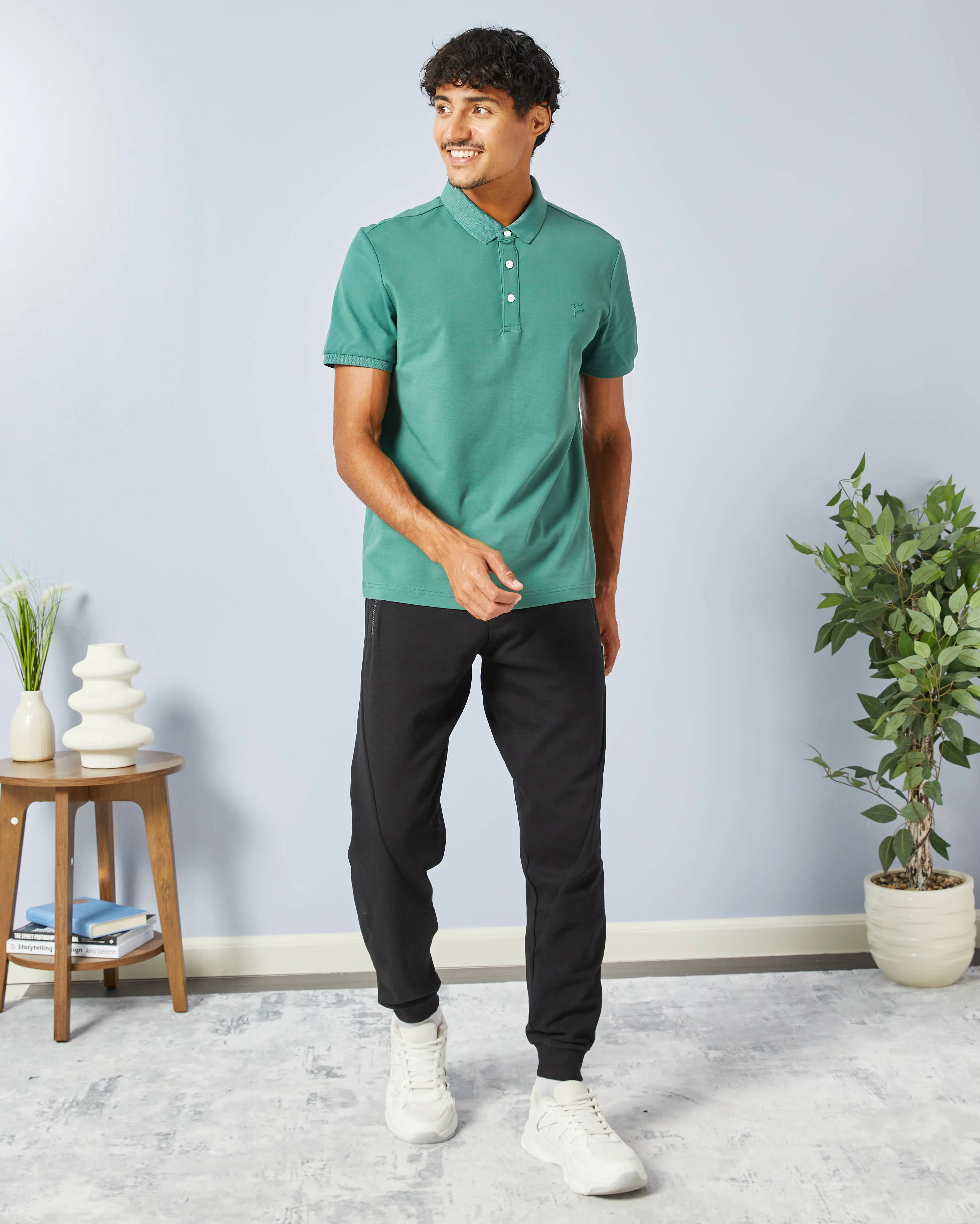Men Green Plain Polo Shirt sold by Redtag product image thumbnail 2