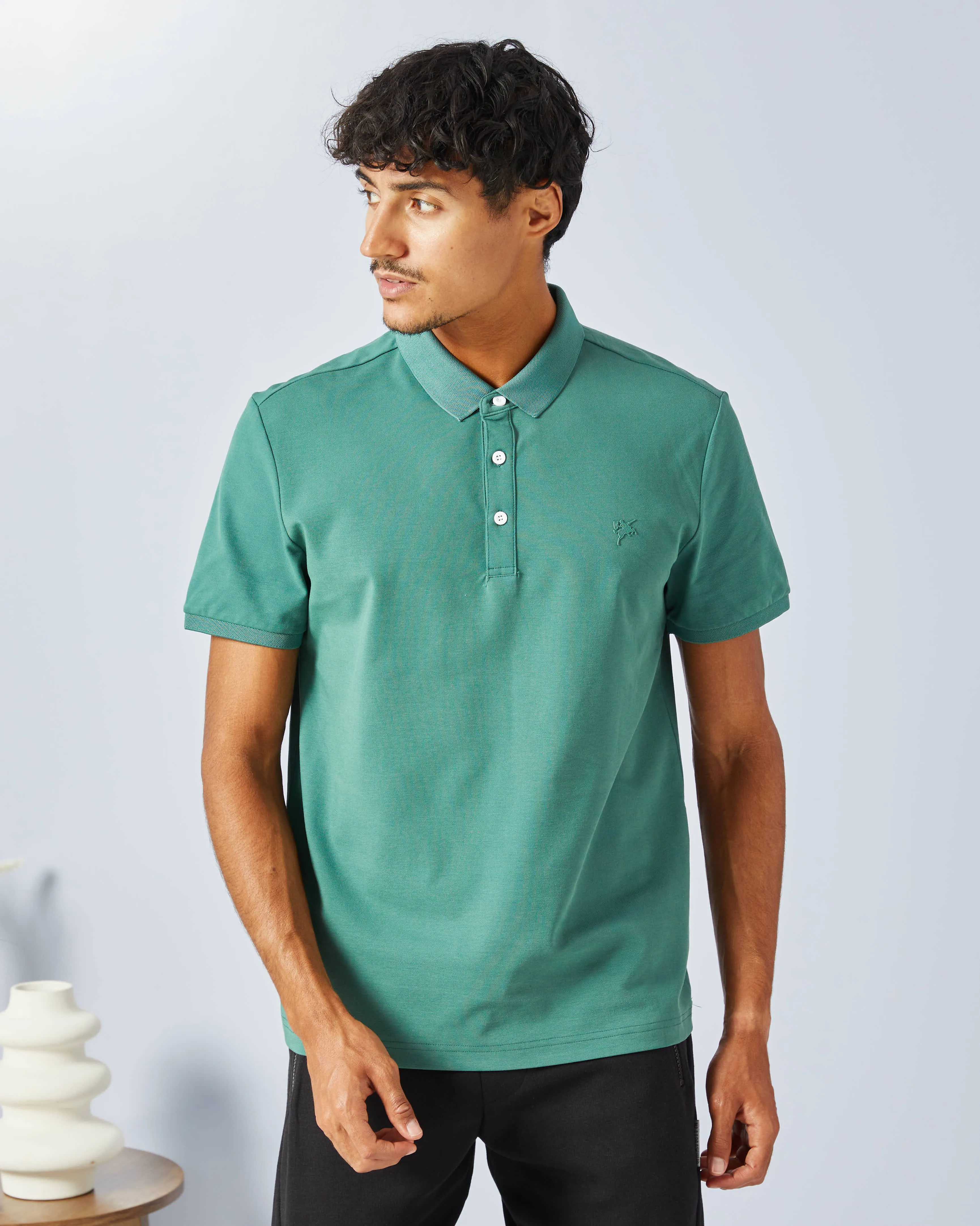 Men Green Plain Polo Shirt sold by Redtag