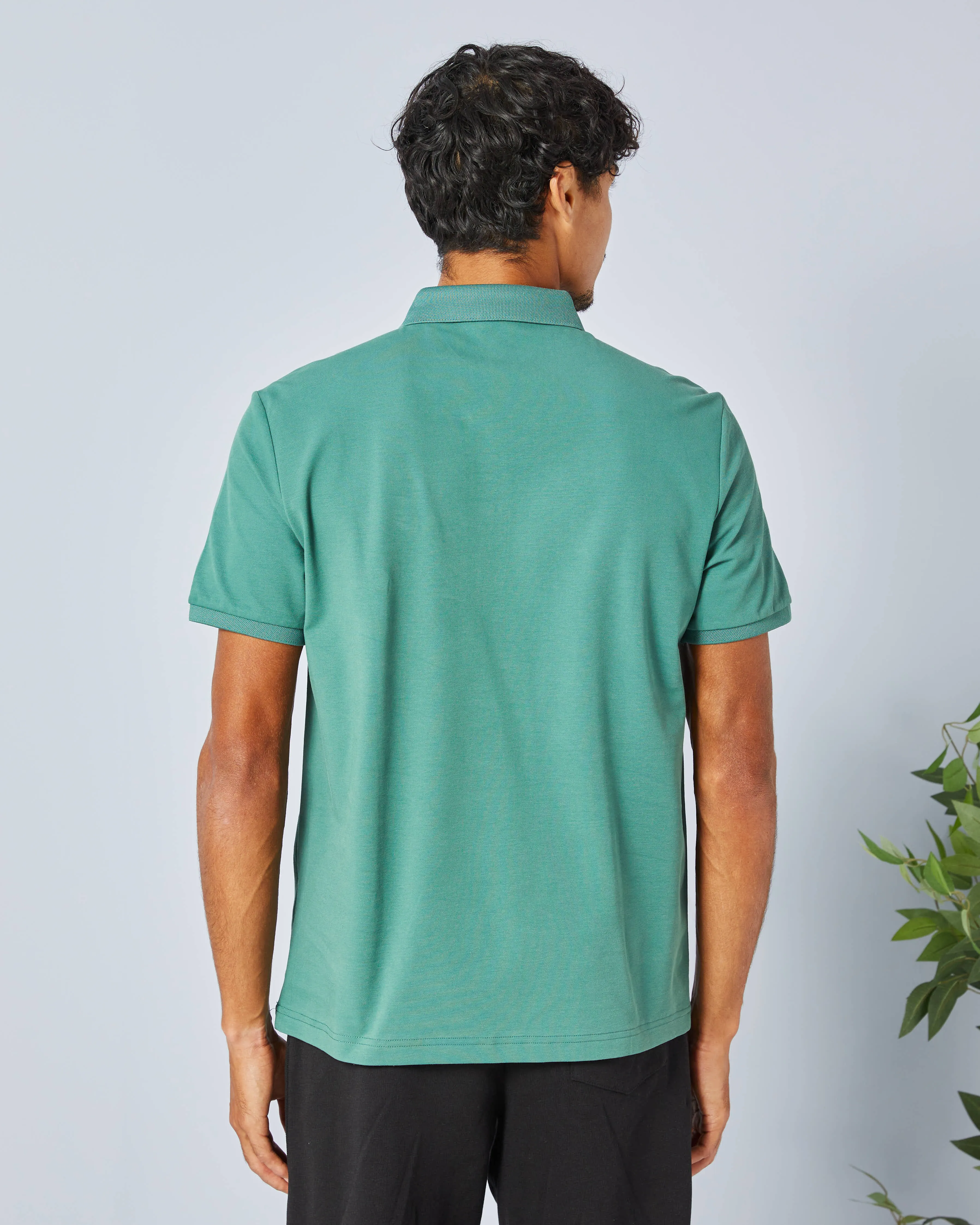 Men Green Plain Polo Shirt sold by Redtag product image thumbnail 3