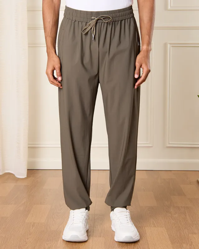 Men Olive Solid Active Pants sold by Redtag