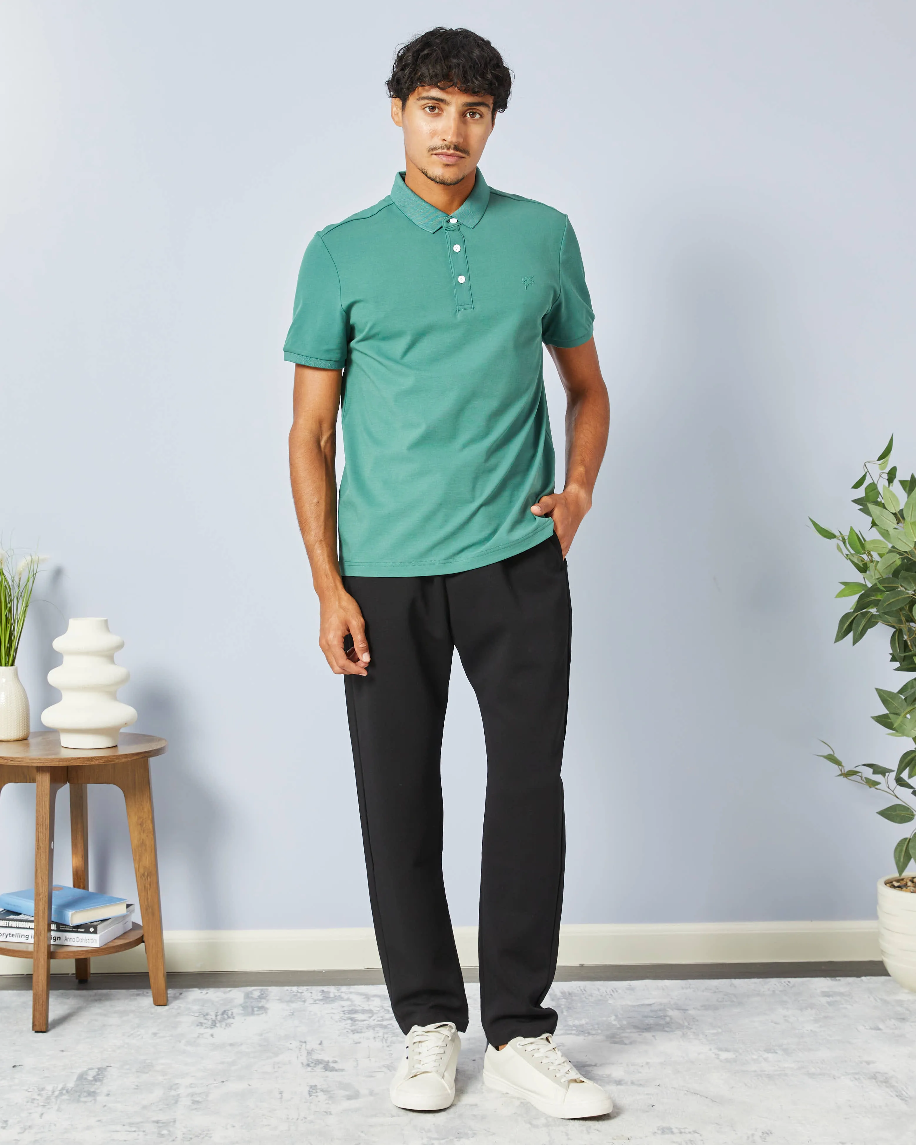 Men Black Solid Active Pants sold by Redtag product image thumbnail 2