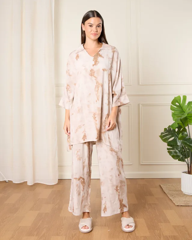 Women Beige Collared Pyjama Set (2 Piece) sold by Redtag