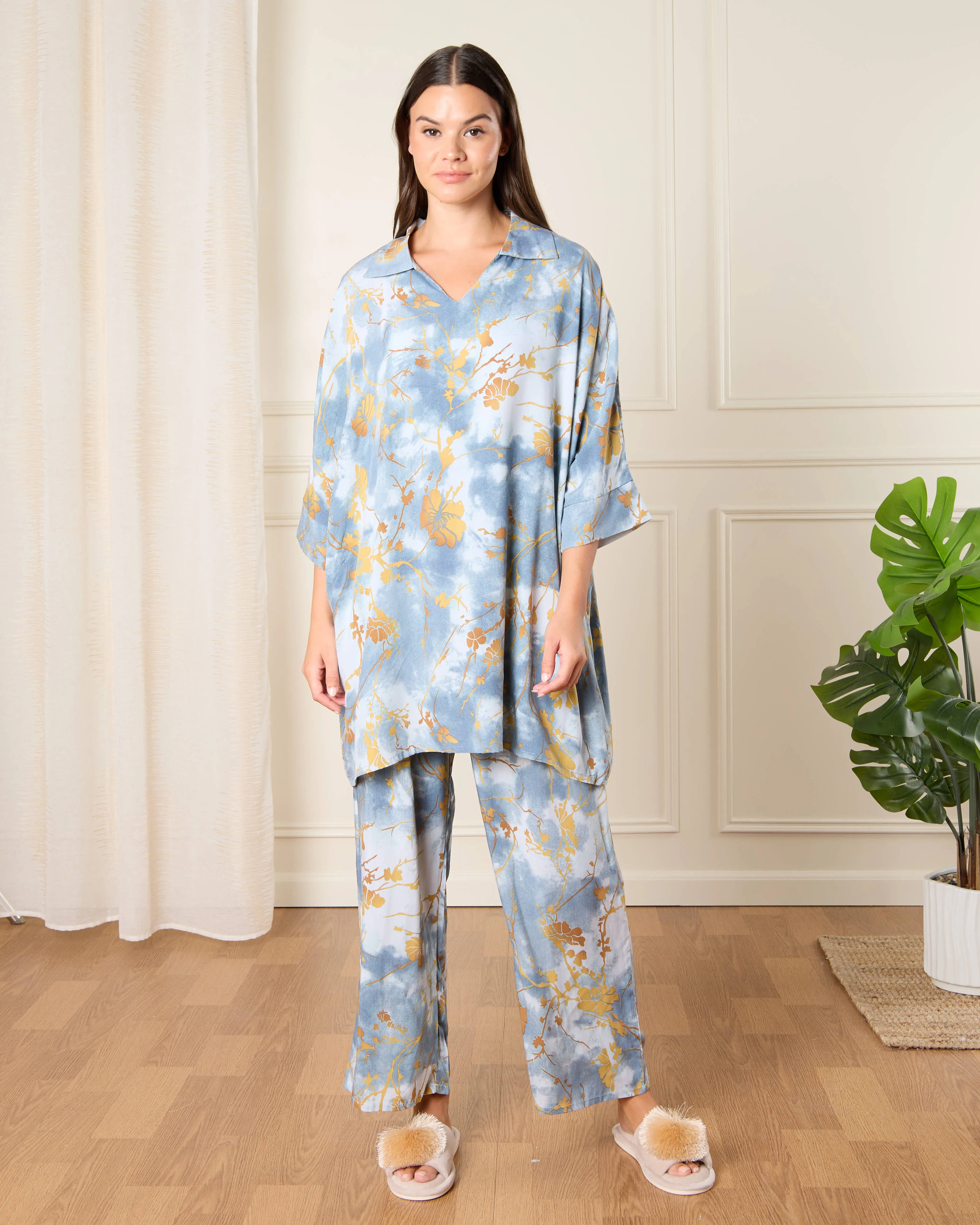 Women Blue Collared Pyjama Set (2 Piece) sold by Redtag