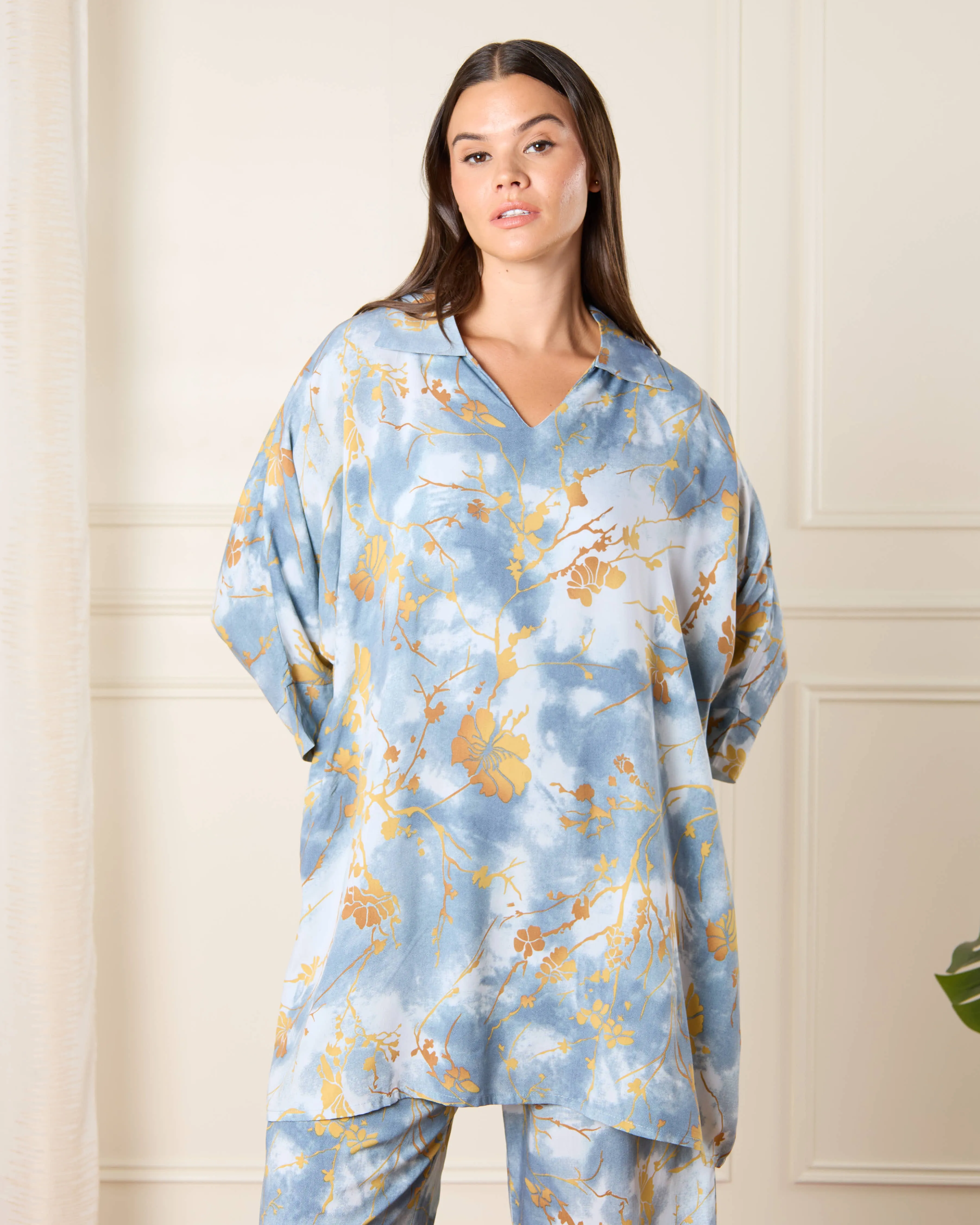 Women Blue Collared Pyjama Set (2 Piece) sold by Redtag product image thumbnail 2