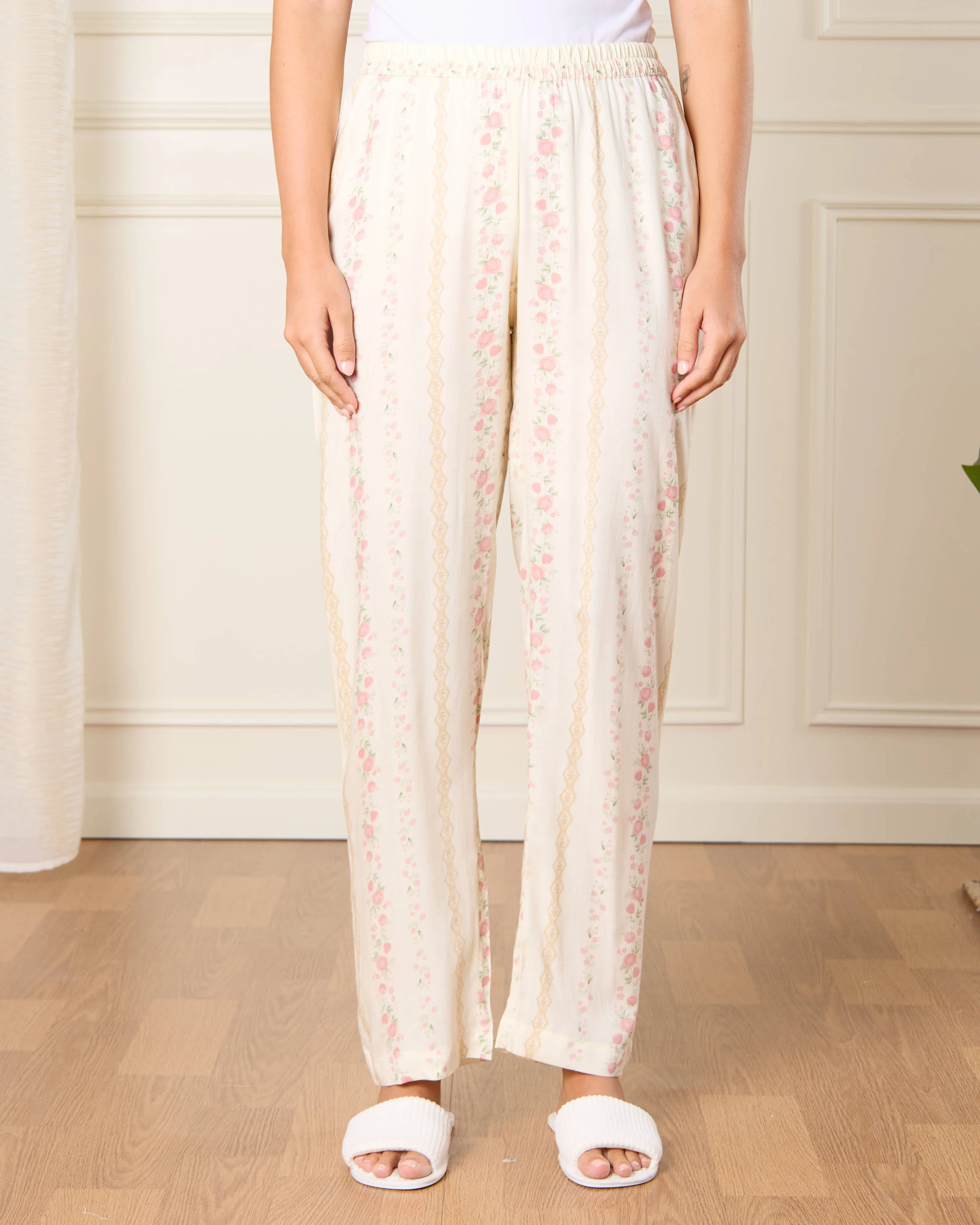 Women White Floral Print Collared Pyjama Set (2 Piece) sold by Redtag product image thumbnail 3