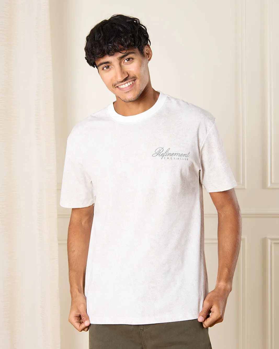 Men Ecru Printed T-Shirt sold by Redtag