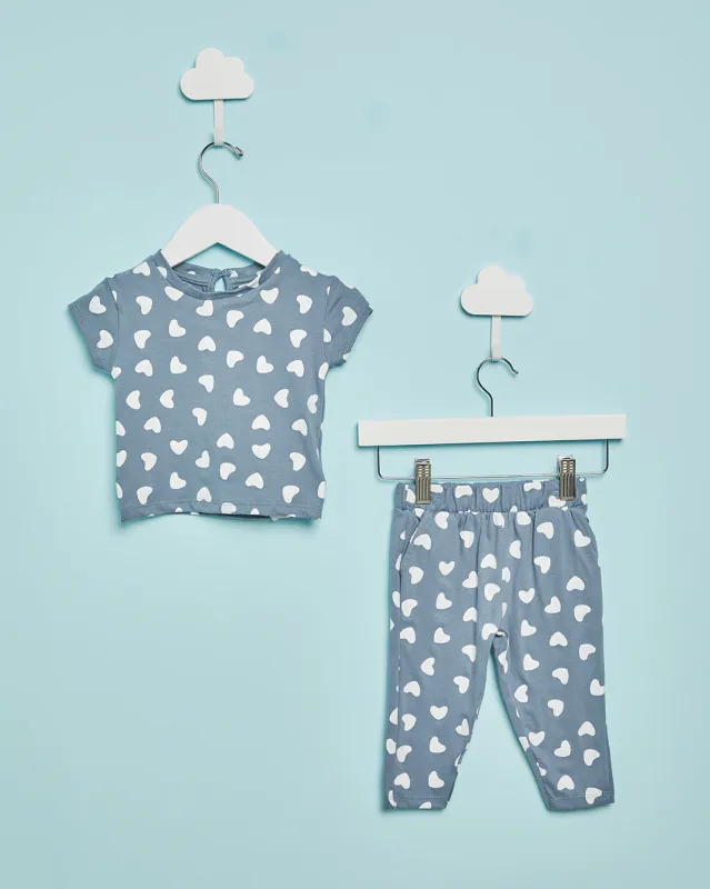 Infant Girls Blue Printed Pyjama Set (2 Piece) sold by Redtag