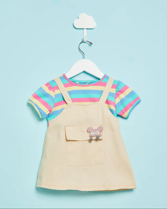 Infant Girls Multicolour Dress With T-Shirt Set (2 Piece) sold by Redtag