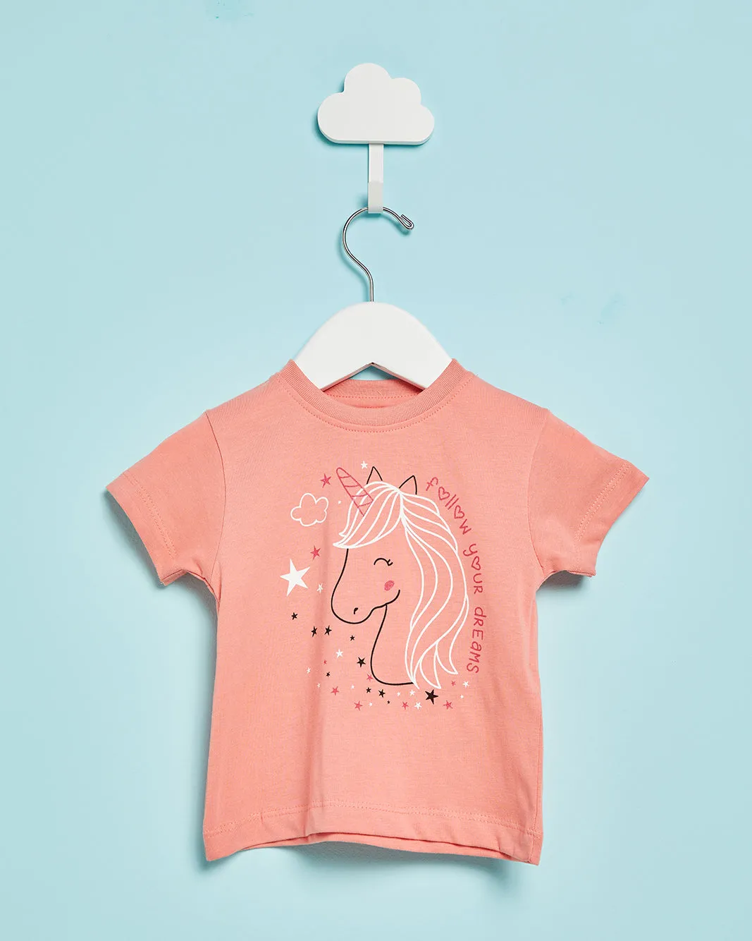 Infant Girls Coral Printed Casual T-Shirt sold by Redtag