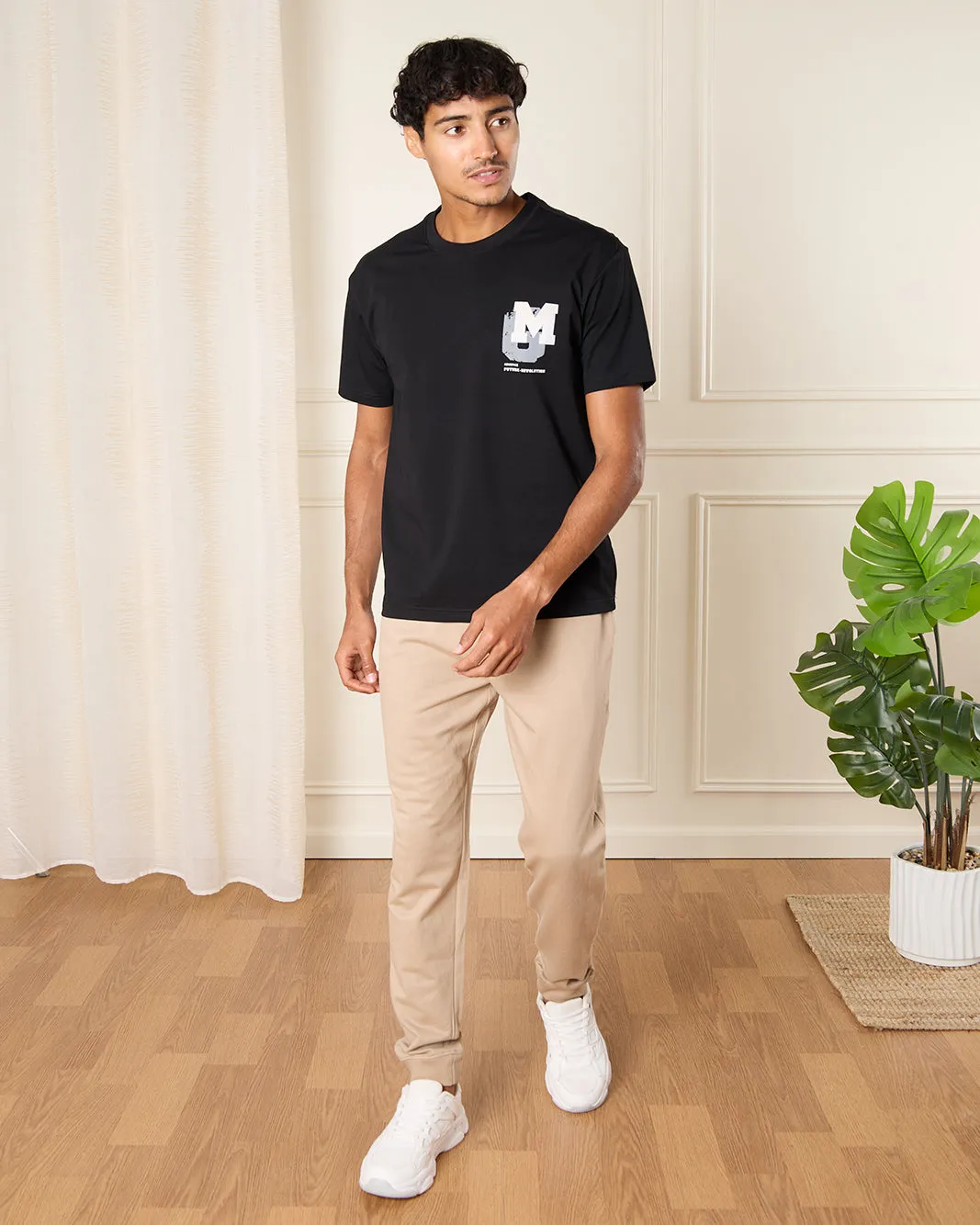 Men Black Printed T-Shirt sold by Redtag product image thumbnail 2