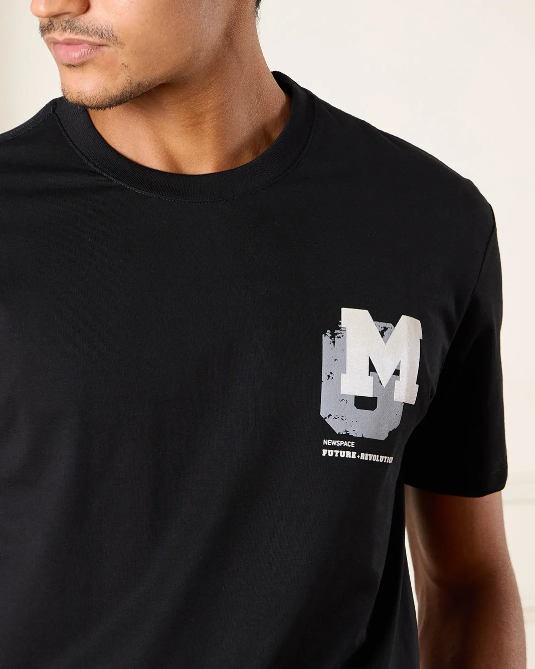 Men Black Printed T-Shirt sold by Redtag product image thumbnail 4