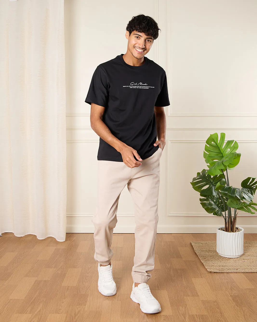 Men Black Printed T-Shirt sold by Redtag product image thumbnail 2