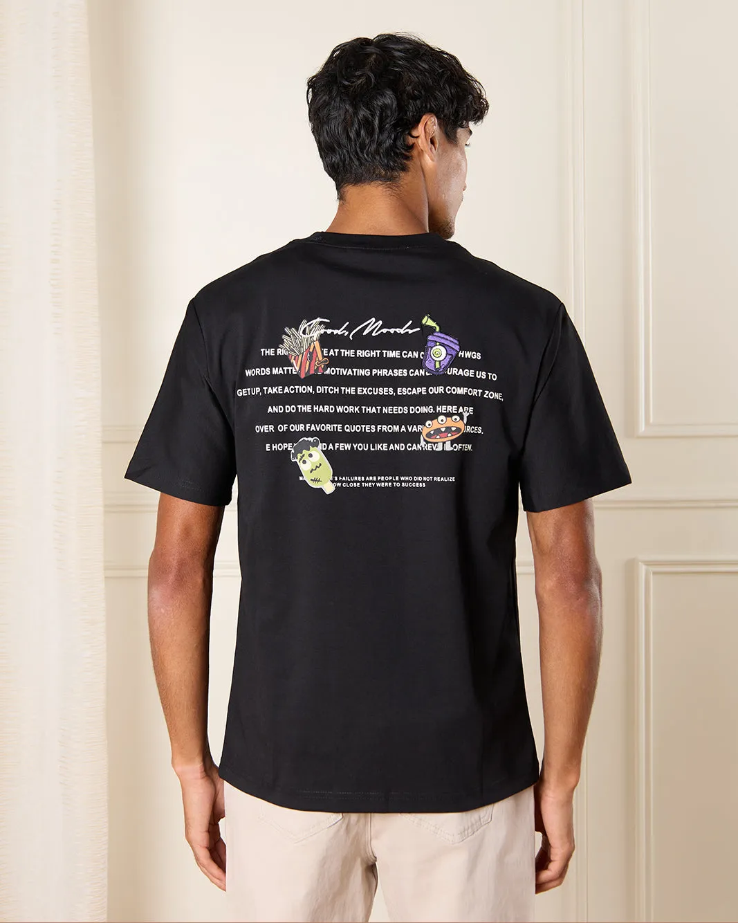 Men Black Printed T-Shirt sold by Redtag product image thumbnail 3