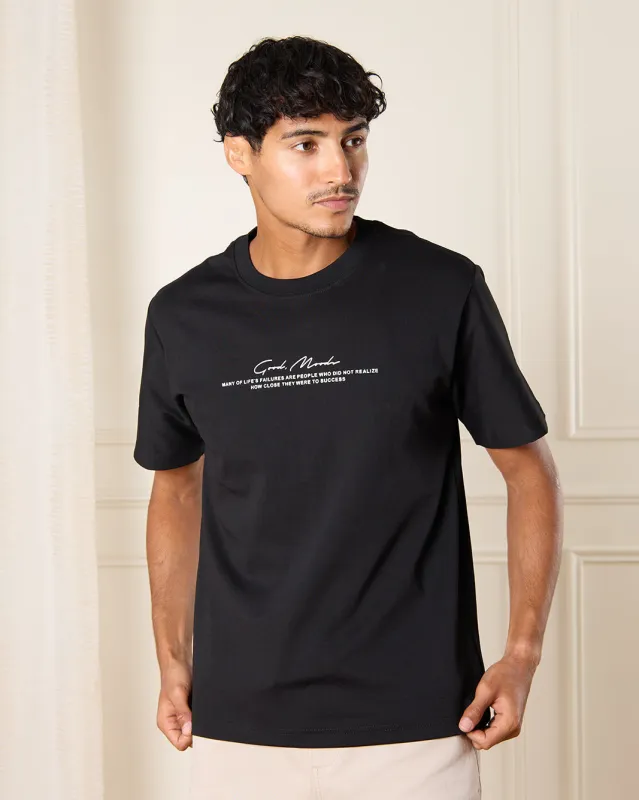 Men Black Printed T-Shirt sold by Redtag