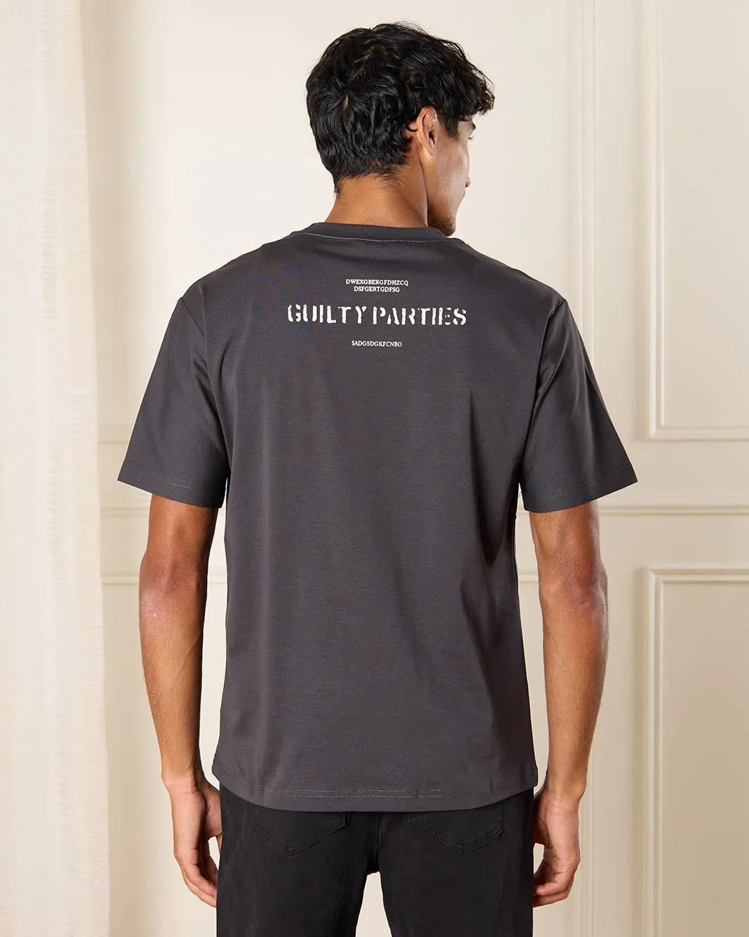 Men Charcoal Printed T-Shirt sold by Redtag product image thumbnail 3