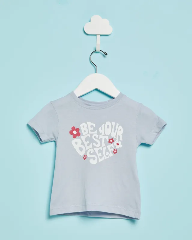 Infant Girls Blue Printed Casual T-Shirt sold by Redtag