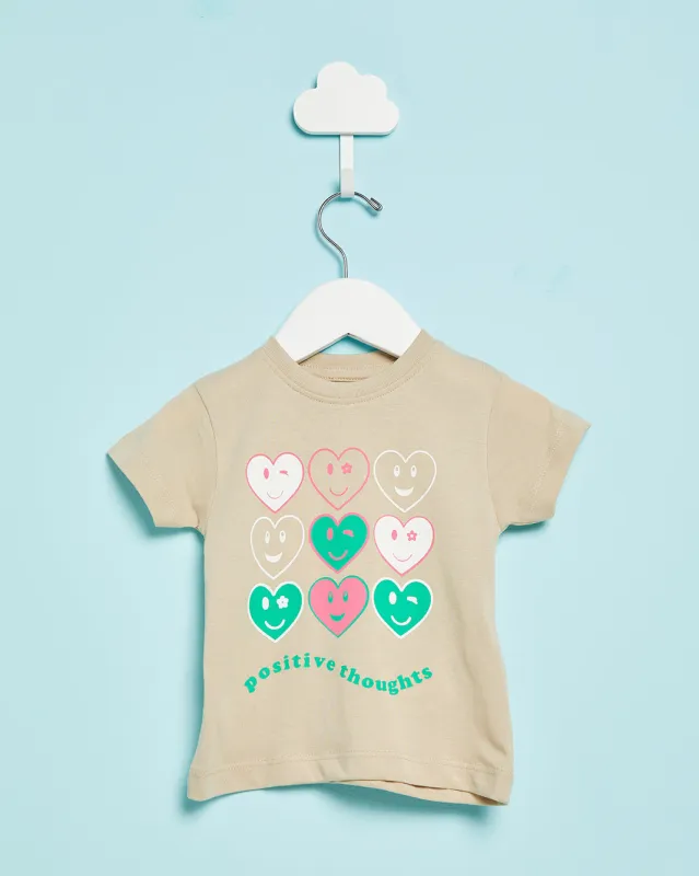 Infant Girls Beige Printed Casual T-Shirt sold by Redtag