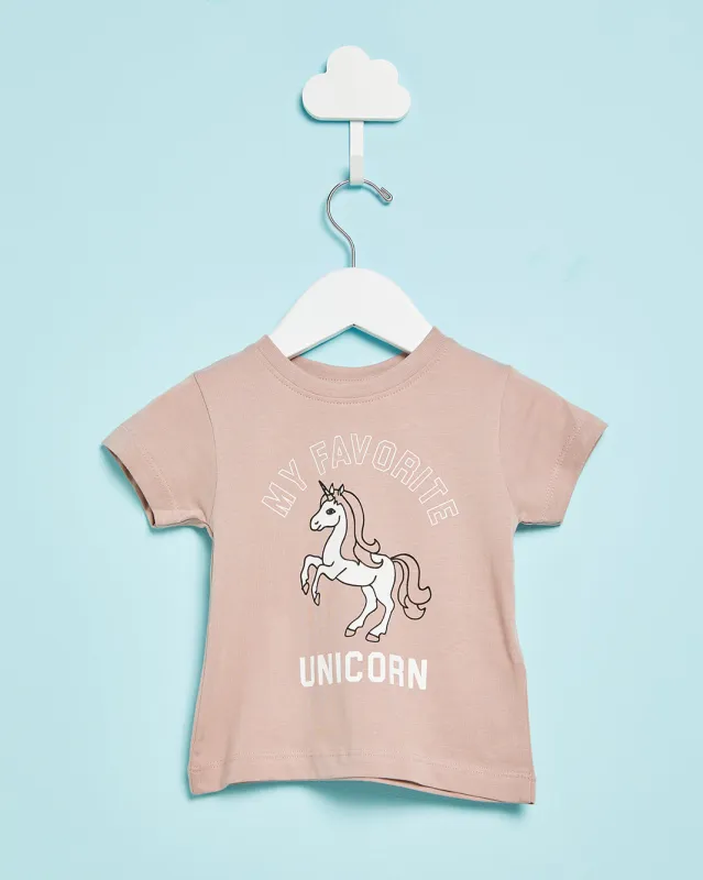 Infant Girls Pink Printed Casual T-Shirt sold by Redtag