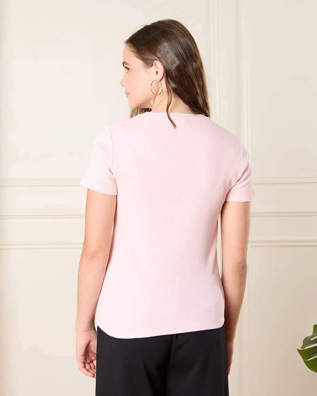 Senior Girls Pink Rib Bow Top sold by Redtag product image thumbnail 3