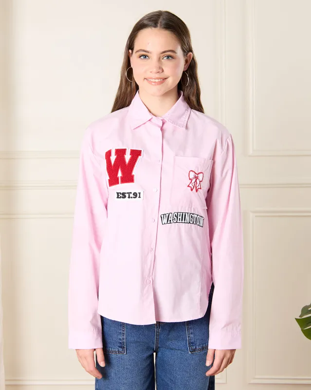 Senior Girls Pink Shirt With Patches sold by Redtag