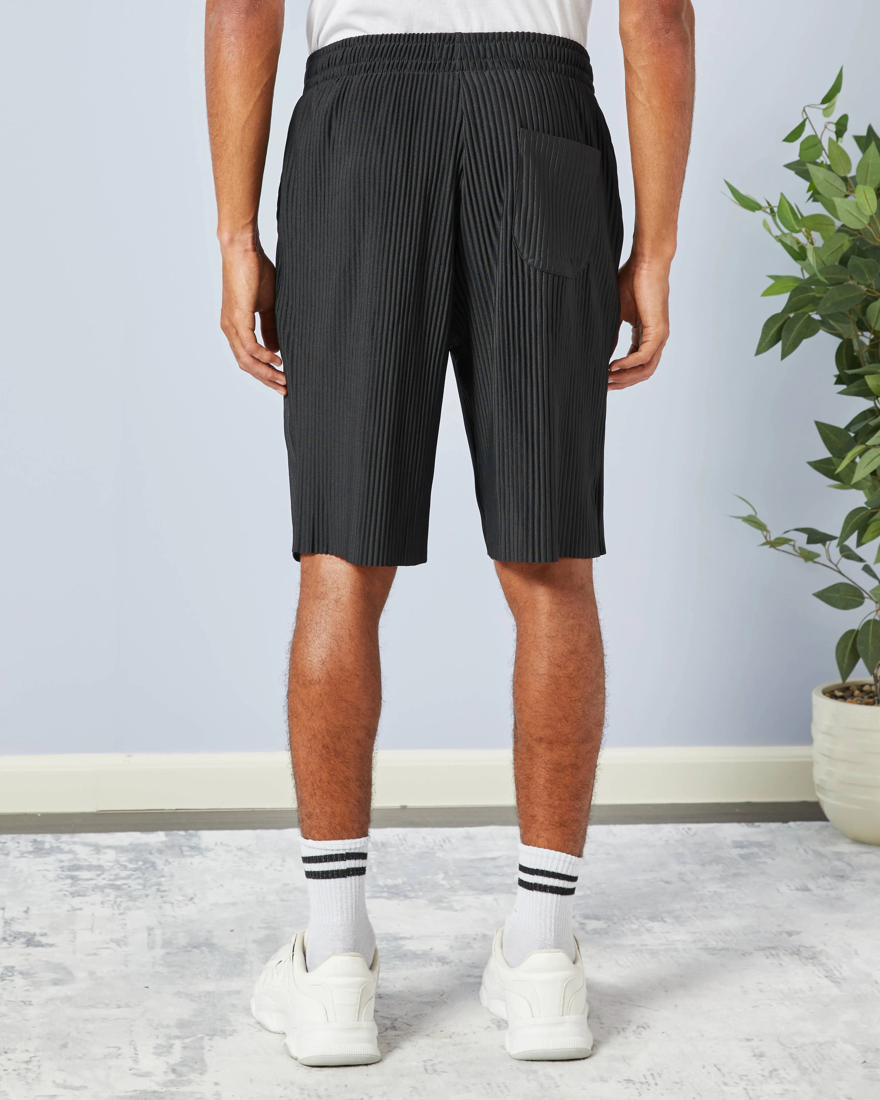 Men Black Ribbed Lounge Shorts sold by Redtag product image thumbnail 3