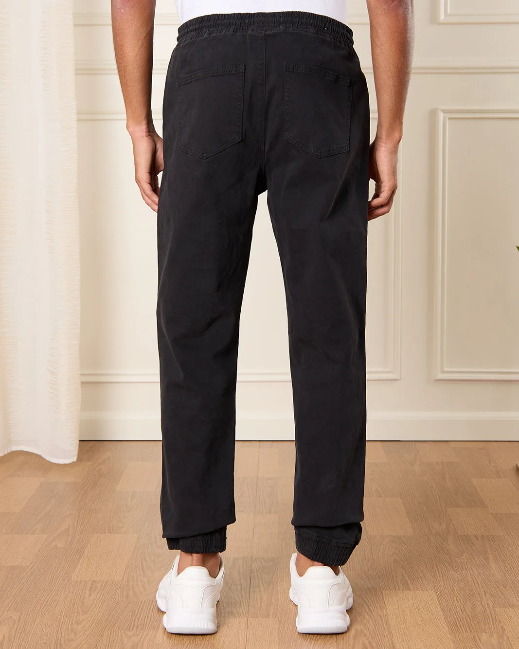 Men Black Solid Joggers sold by Redtag product image thumbnail 3