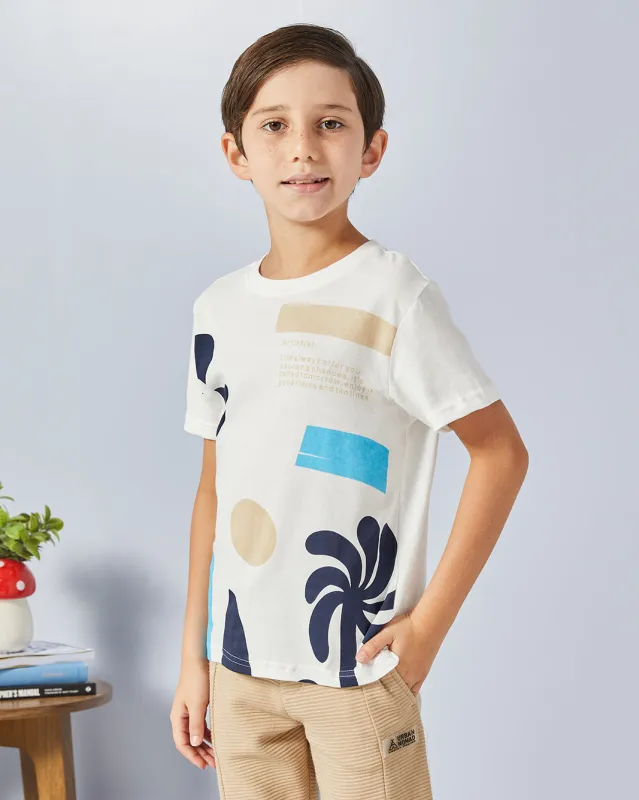 Boys White Printed T-Shirt sold by Redtag