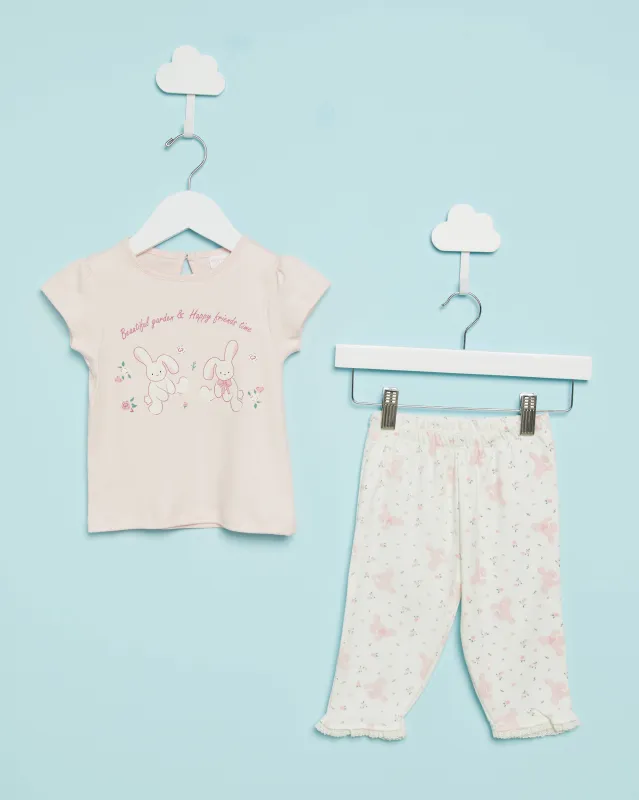 Infant Girls Pink Bunny Print Pyjama Set (2 Piece) sold by Redtag