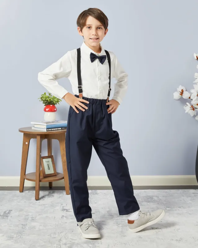 Boys White Shirt And Suspender Set (3 Piece) made by Redtag