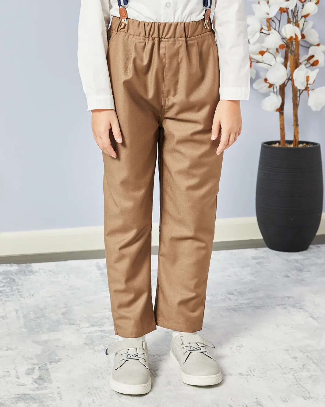 Boys White Shirt And Brown Pants Set (3 Piece) sold by Redtag product image thumbnail 3