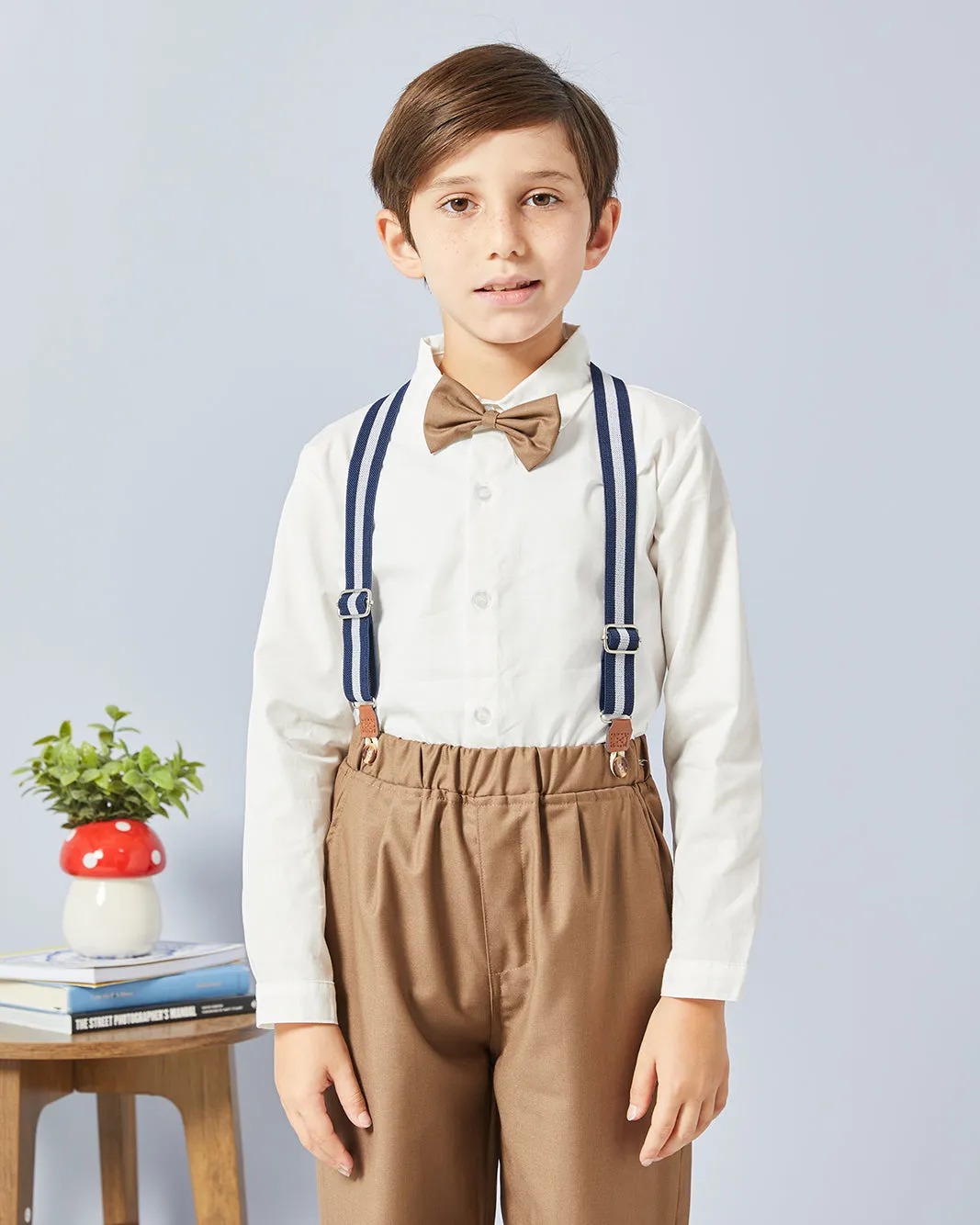 Boys White Shirt And Brown Pants Set (3 Piece) sold by Redtag product image thumbnail 2