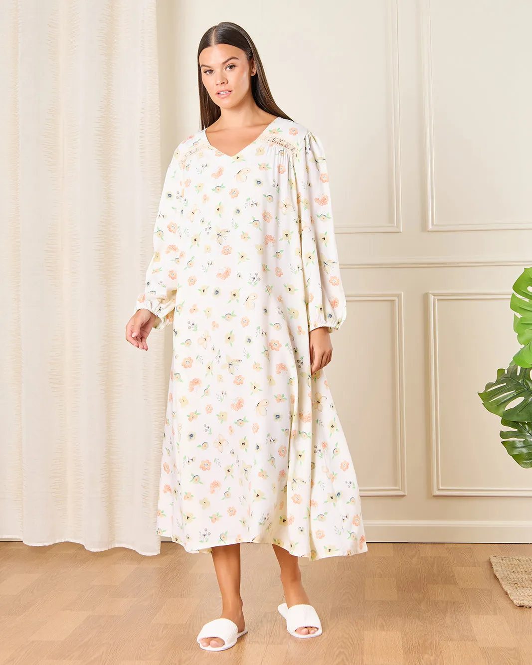 Women White Printed Nightgown sold by Redtag