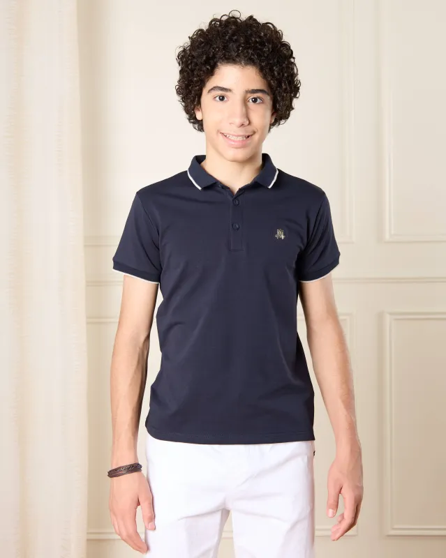Senior Boys Navy Embellished Casual T-Shirt sold by Redtag