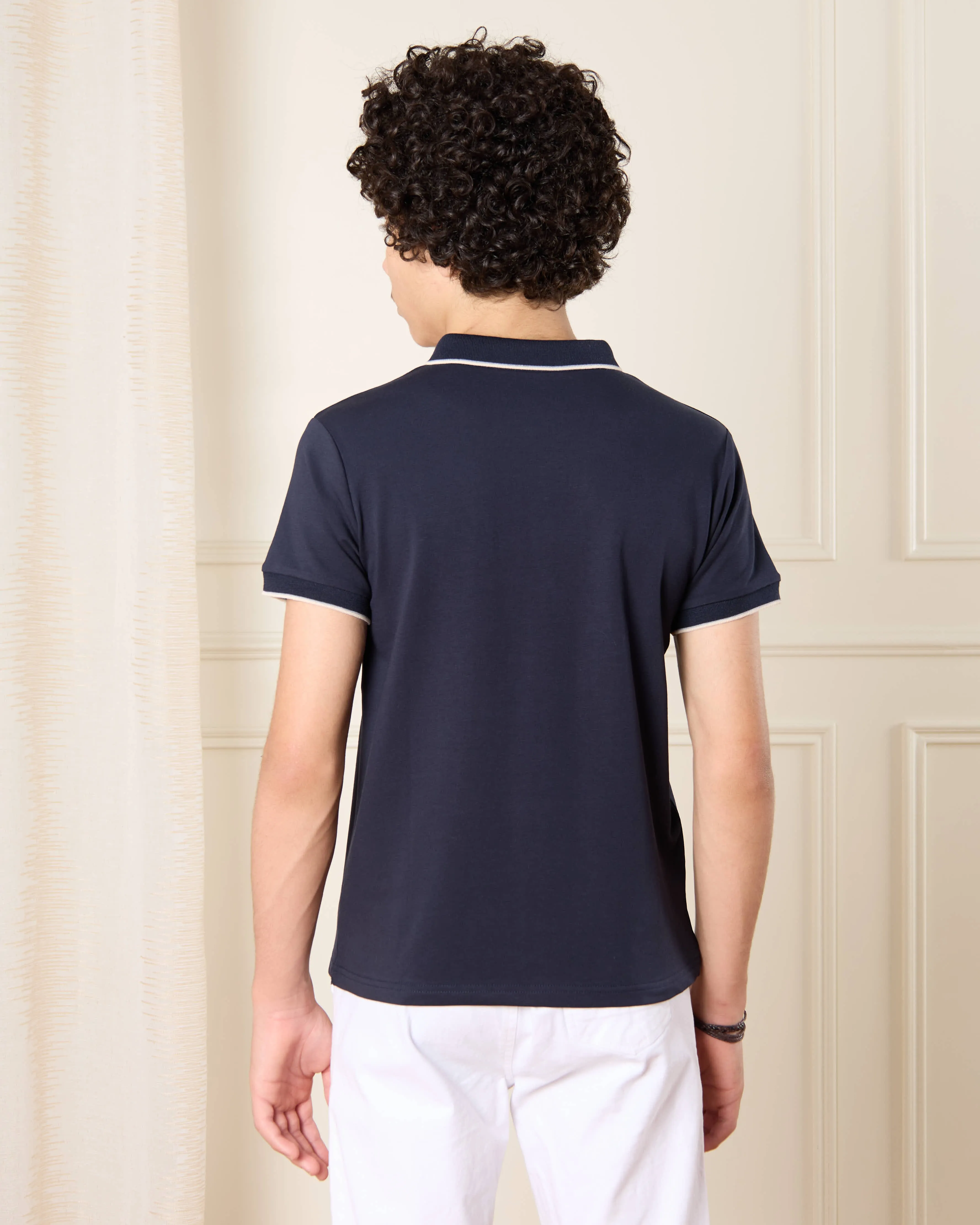 Senior Boys Navy Embellished Casual T-Shirt sold by Redtag product image thumbnail 3