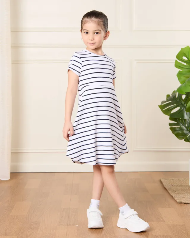 Girls Pink And White Striped Dress Set (Pack of 2) sold by Redtag