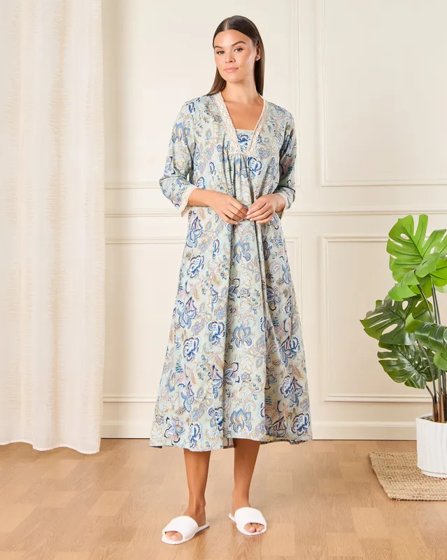 Women Blue Floral Printed Nightgown sold by Redtag