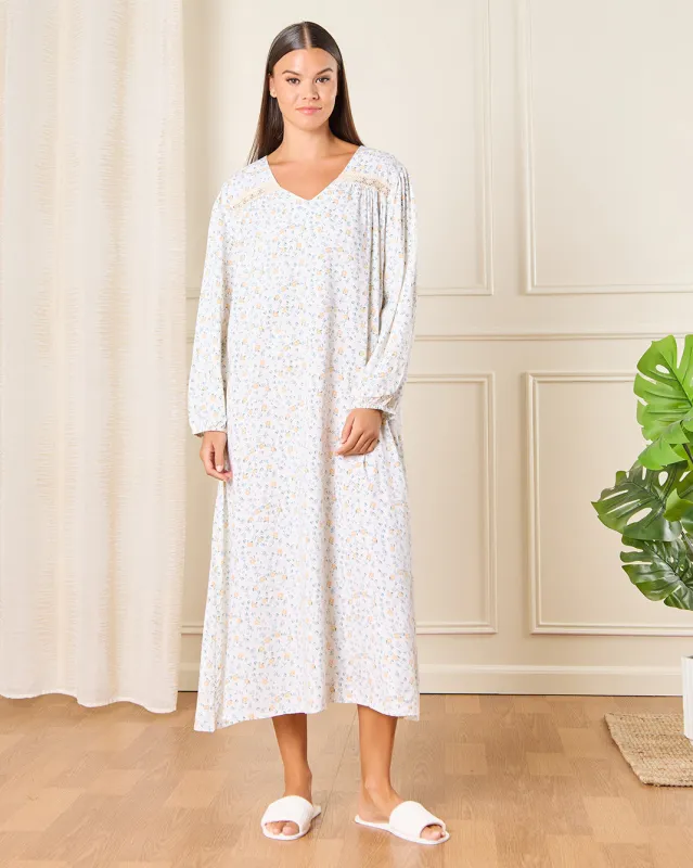 Women White Printed Nightgown sold by Redtag