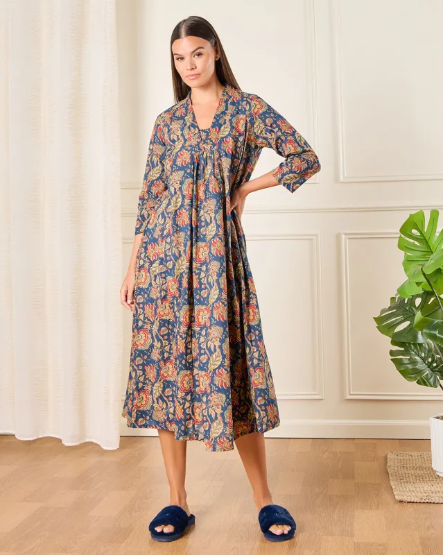 Women Navy Floral Printed Nightgown sold by Redtag