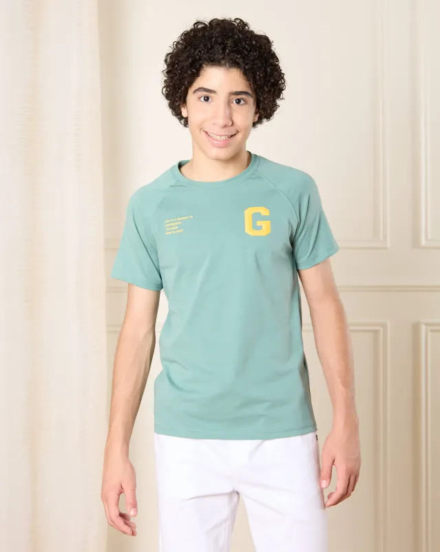 Senior Boys Green Printed T-Shirt sold by Redtag