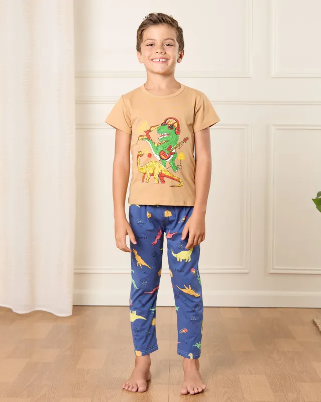 Boys Beige And Blue Printed Pyjama Set (2 Piece) sold by Redtag