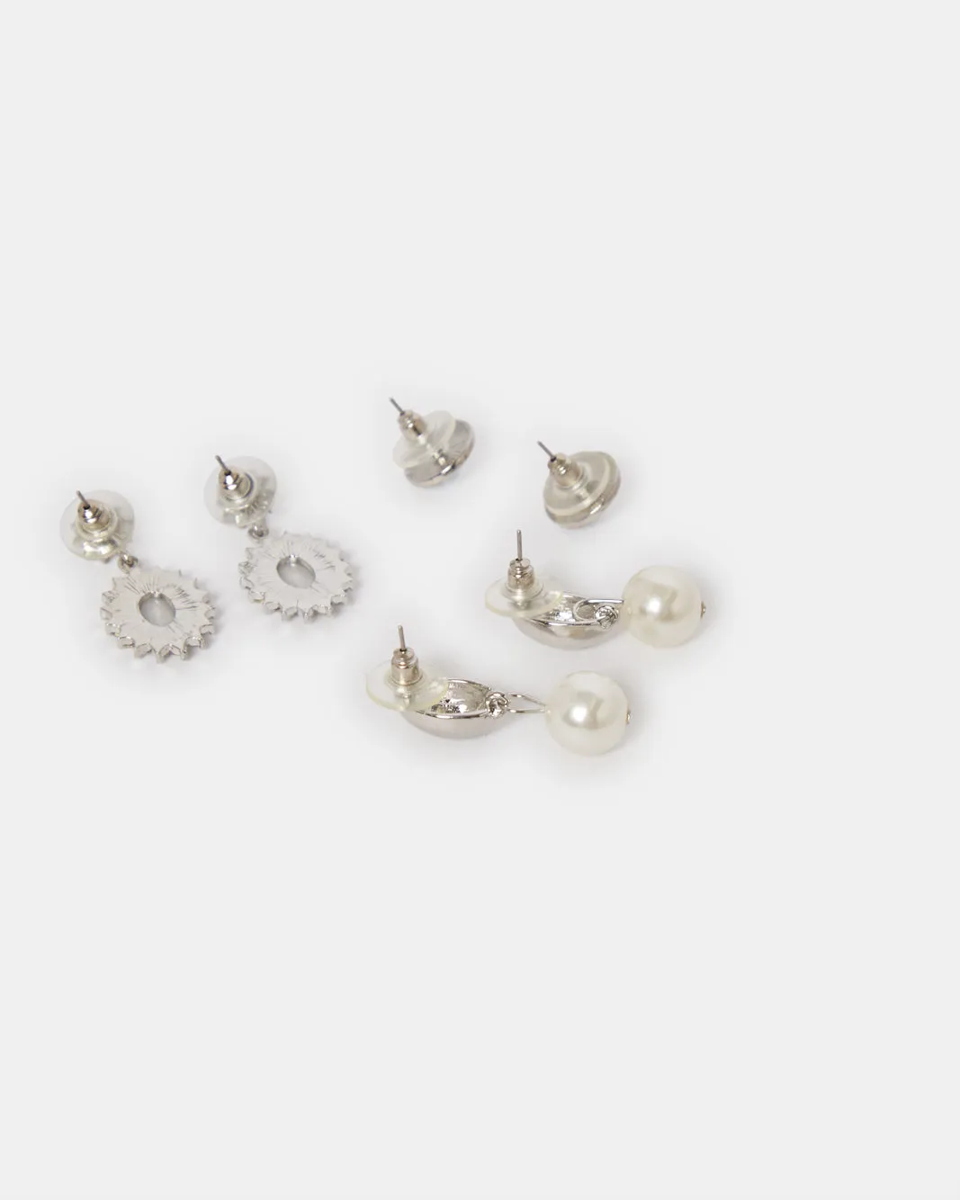 Women Silver Embellished Earrings (3 Pairs) sold by Redtag product image thumbnail 3