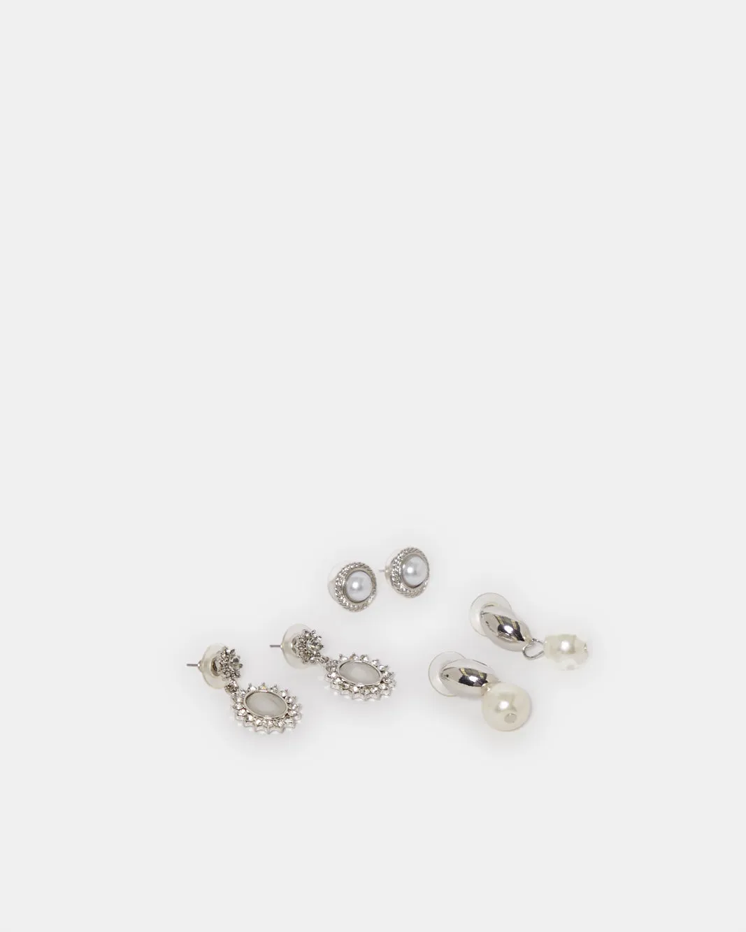 Women Silver Embellished Earrings (3 Pairs) sold by Redtag