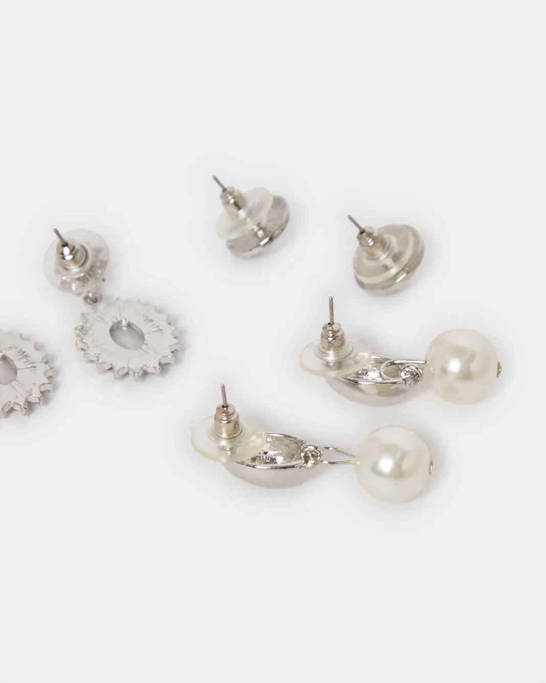 Women Silver Embellished Earrings (3 Pairs) sold by Redtag product image thumbnail 4