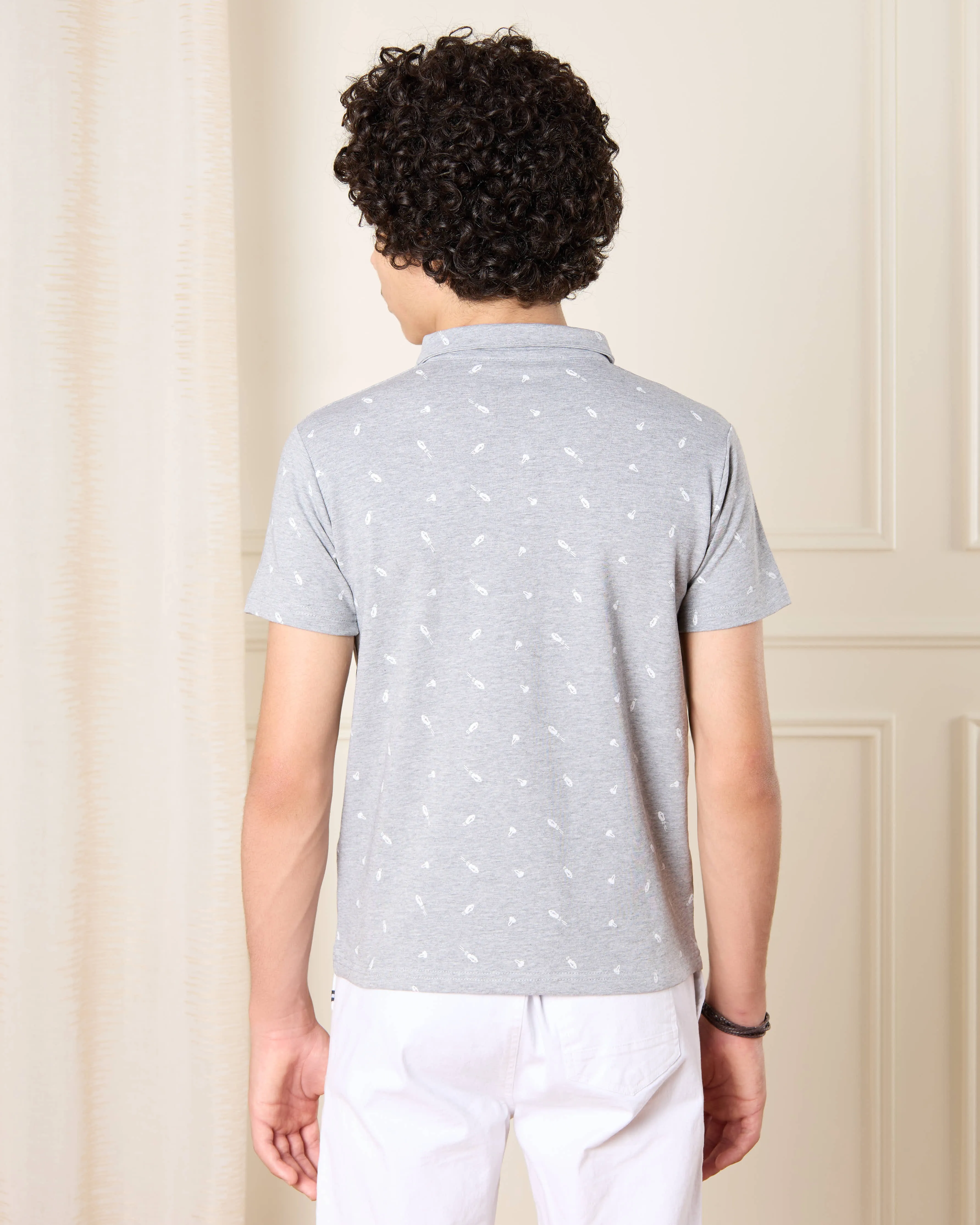 Senior Boys Grey Embellished Polo T-Shirt sold by Redtag product image thumbnail 3