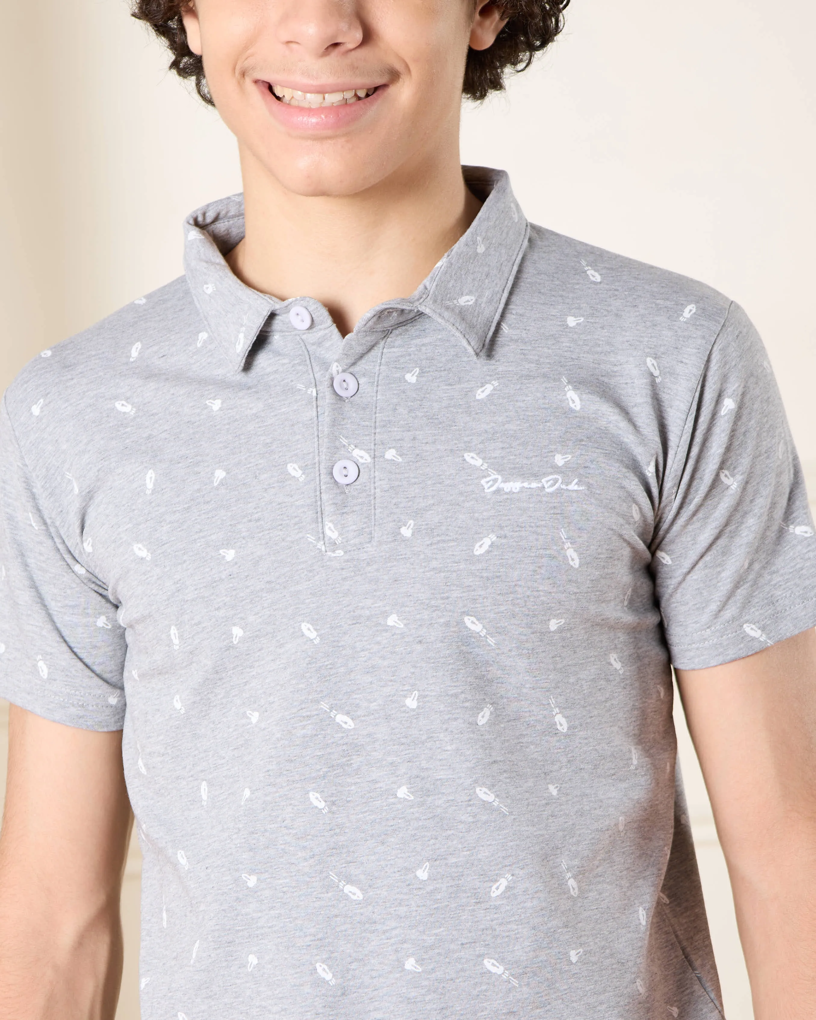 Senior Boys Grey Embellished Polo T-Shirt sold by Redtag product image thumbnail 4