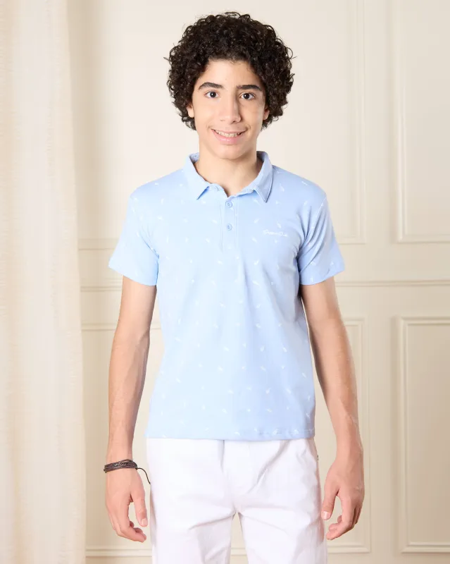 Senior Boys Blue Embellished Polo T-Shirt sold by Redtag
