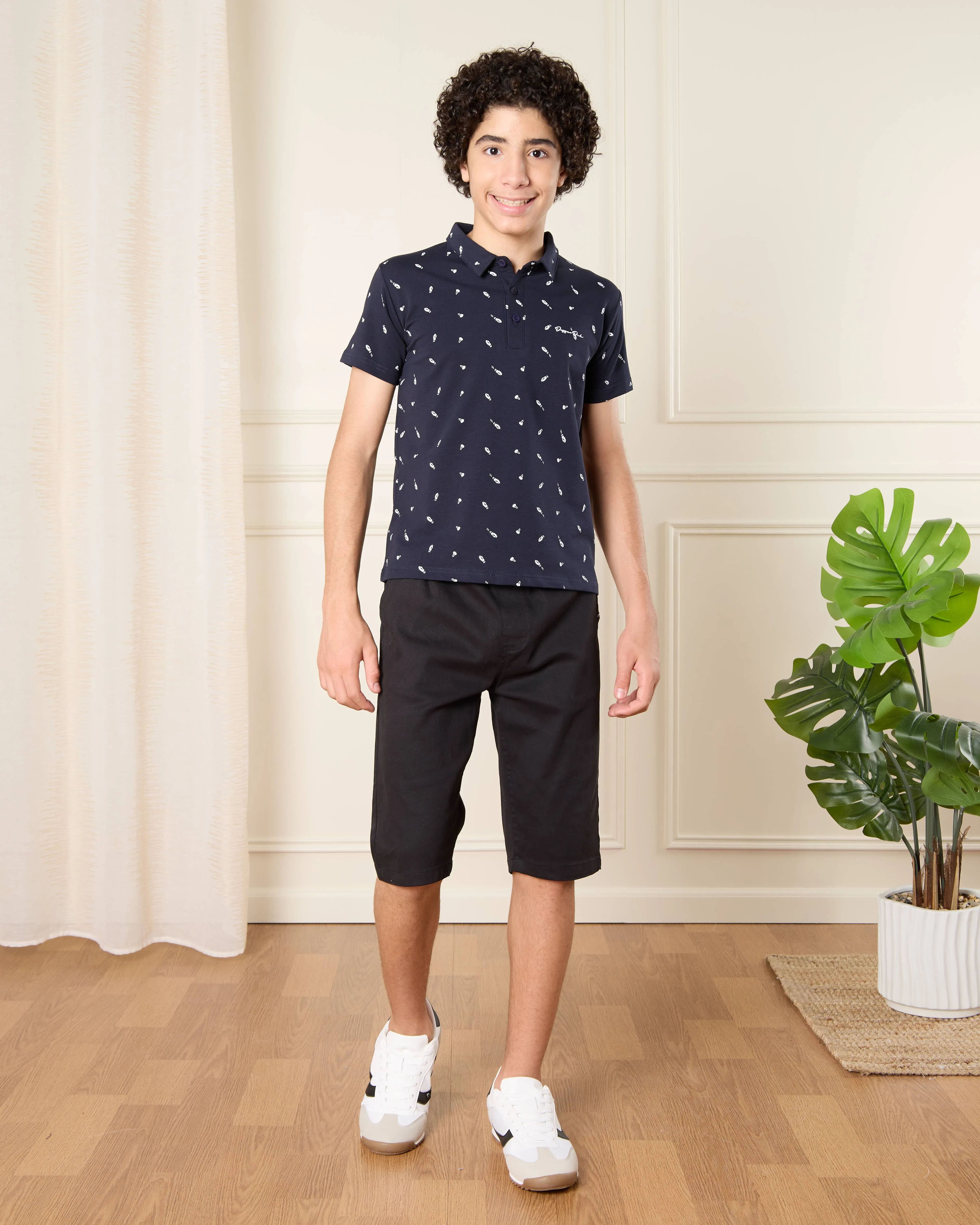 Senior Boys Black Embellished Polo T-Shirt sold by Redtag product image thumbnail 2