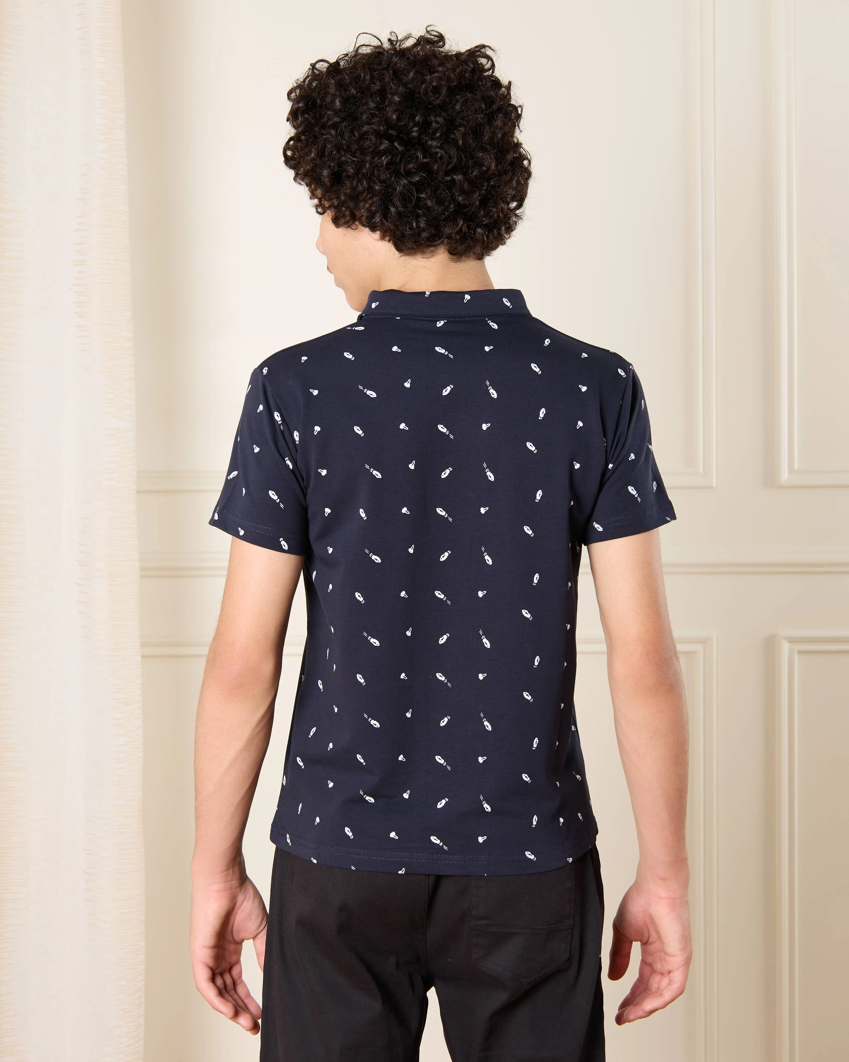 Senior Boys Black Embellished Polo T-Shirt sold by Redtag product image thumbnail 3