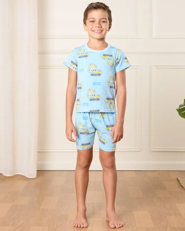 Boys Blue Printed Pyjama Set sold by Redtag