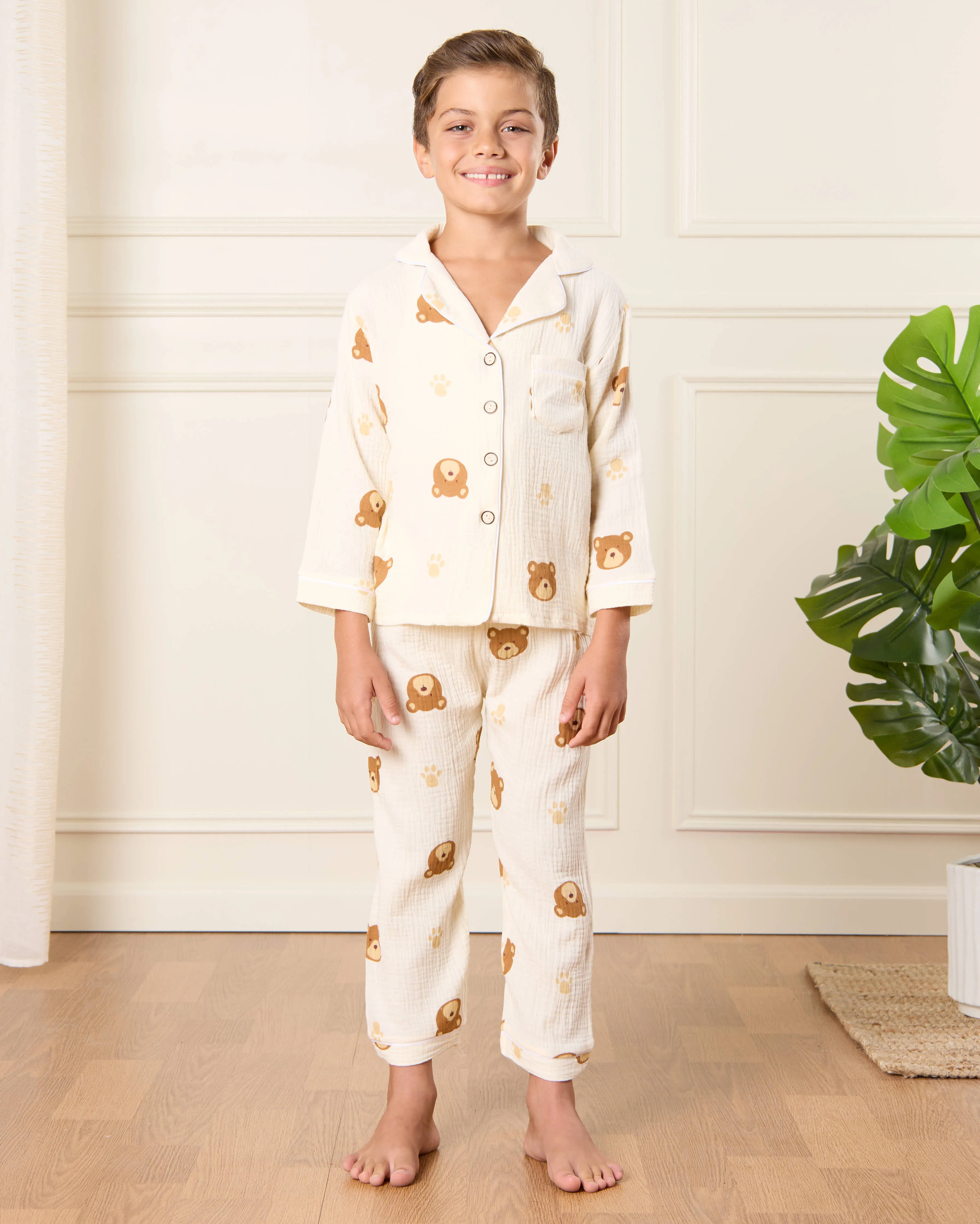 Boys Beige Printed Pyjama Set sold by Redtag